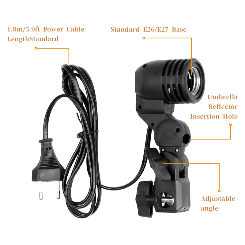 1.8mケーブル電球ホルダー,e26/e27電球ホルダー付き - Photography Umbrella のレビューと価格