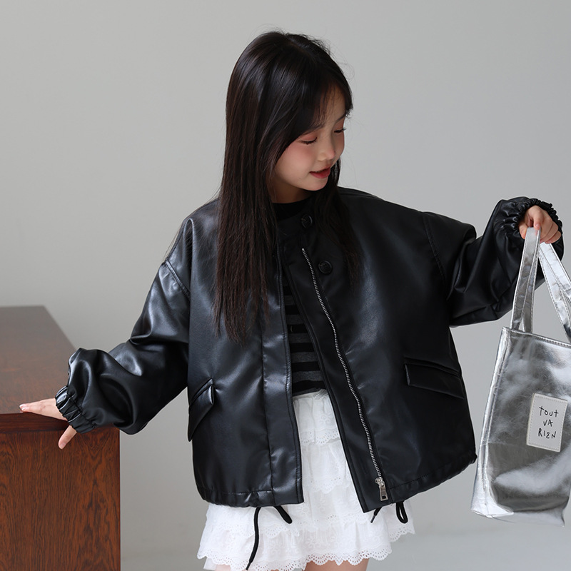 2-12Y 女の子甘い黒ピンクロックオートバイ Pu レザー - Photography Design のレビューと価格